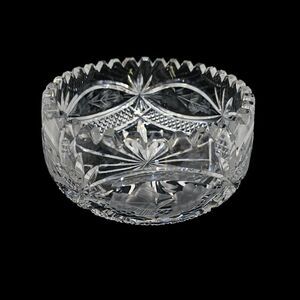 Vintage Crystal Clear Industries Chardoney Blown Glass 7" Round Bowl Salad Decor